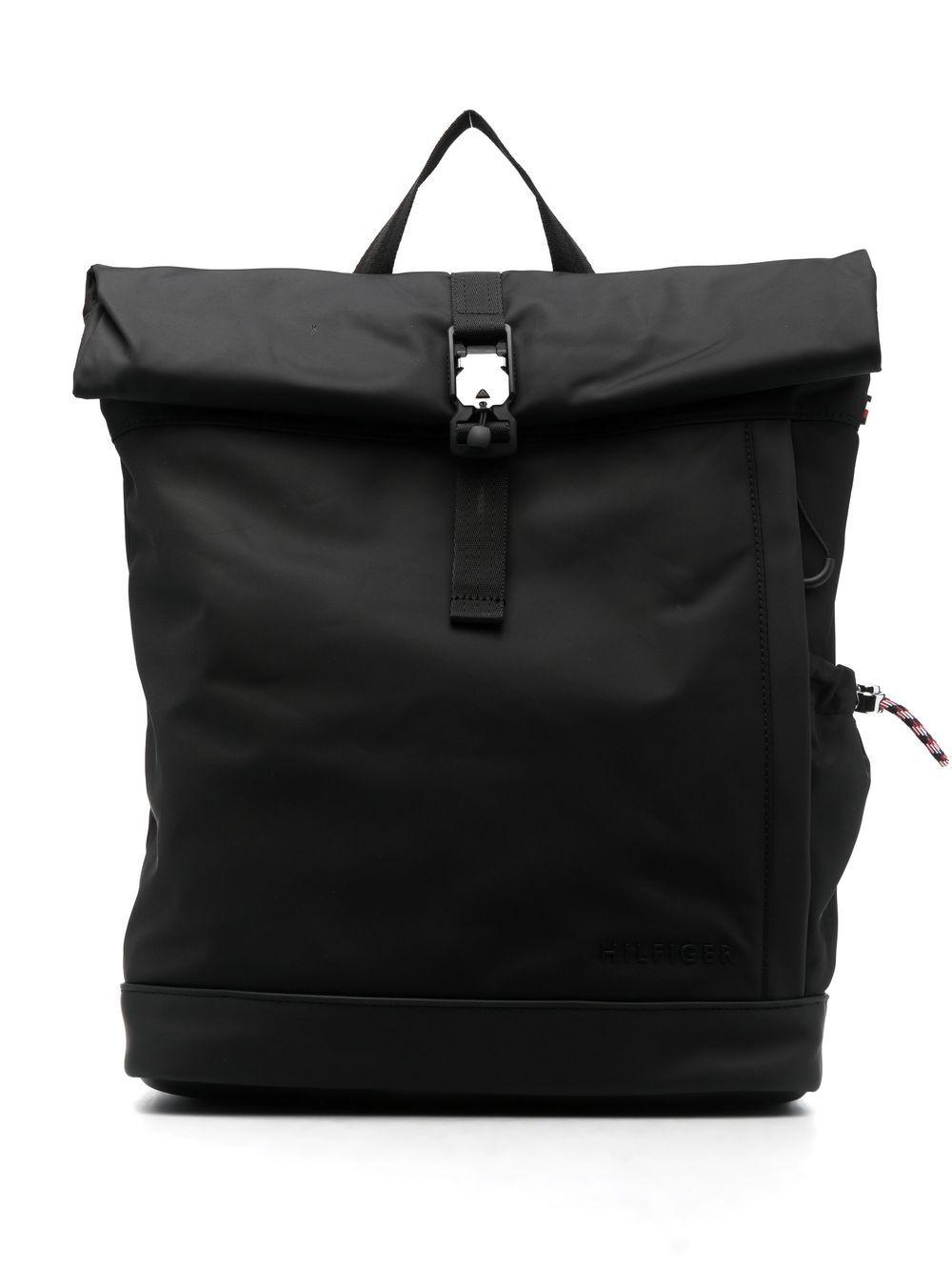 Tommy Hilfiger Logo-plaque Roll-top Backpack in Black for Men | Lyst Canada