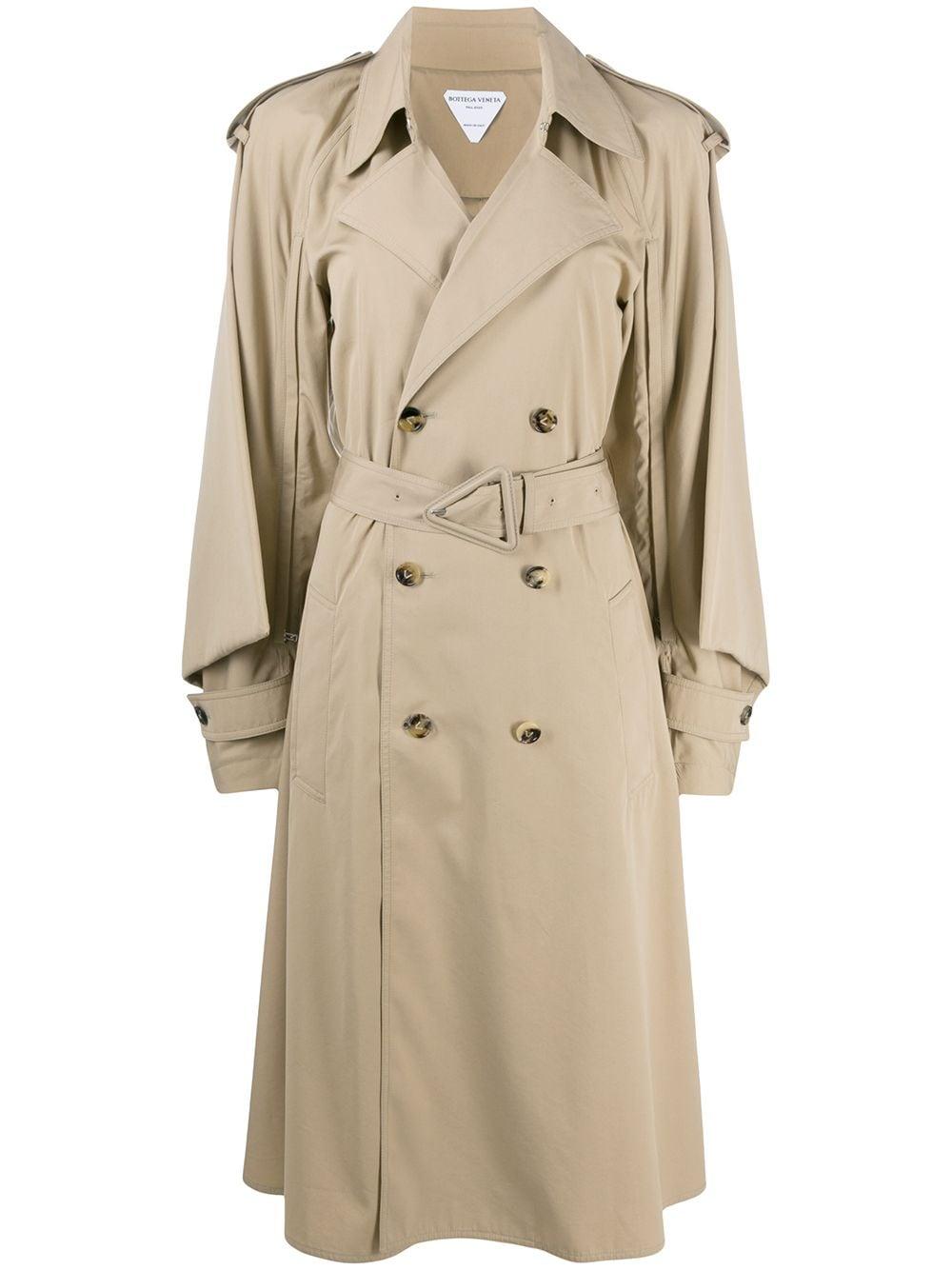 Bottega Veneta Cotton Wide Sleeves Trench Coat in Natural - Lyst