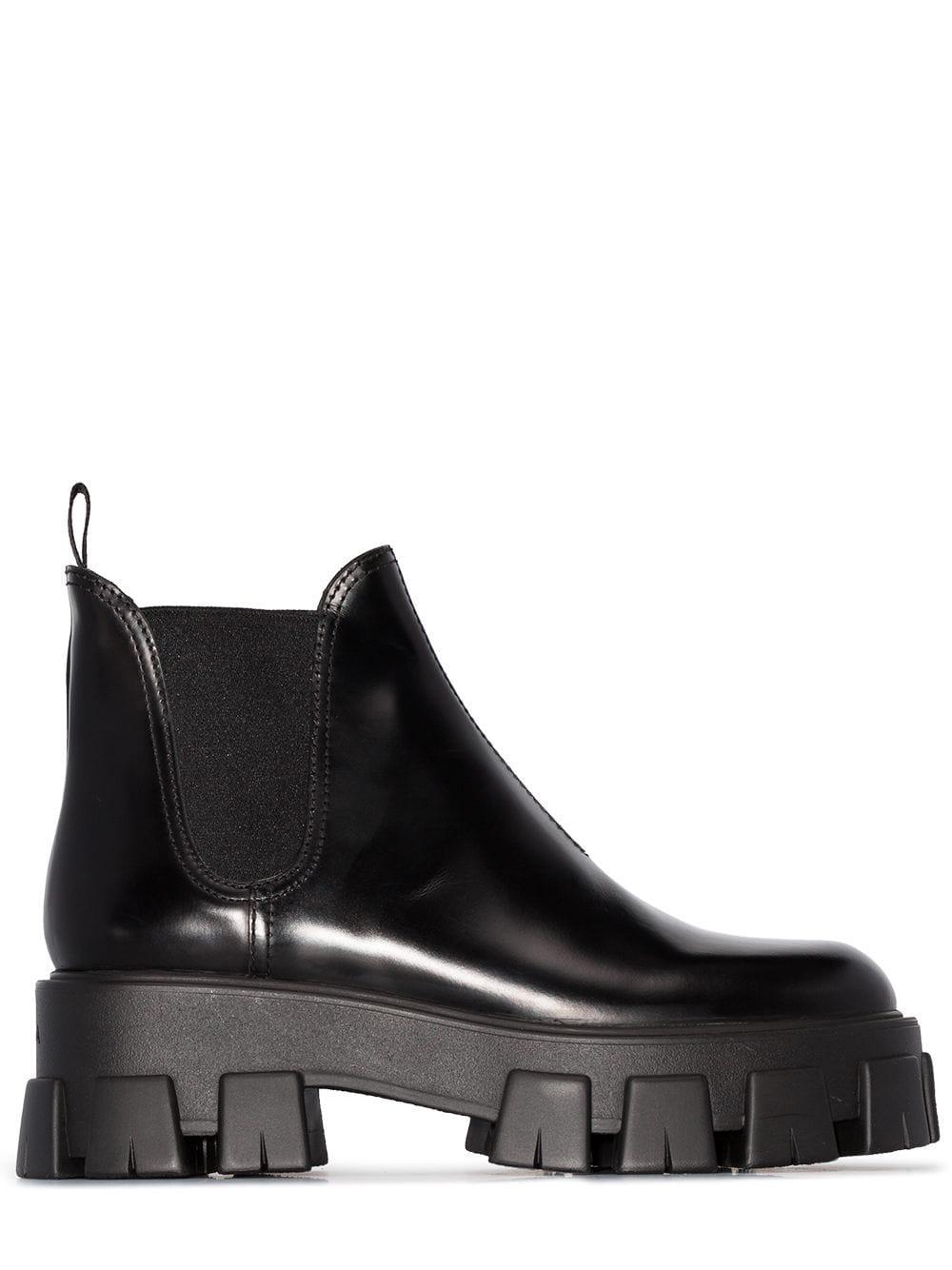 Botas chelsea 55 con tacón grueso Prada de Cuero de color Negro | Lyst
