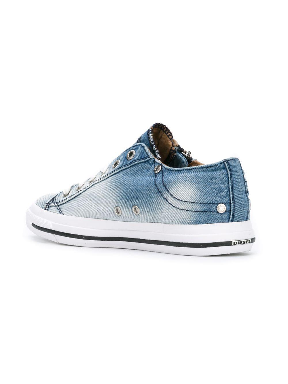 DIESEL Denim Lace Up Sneakers in Blue | Lyst