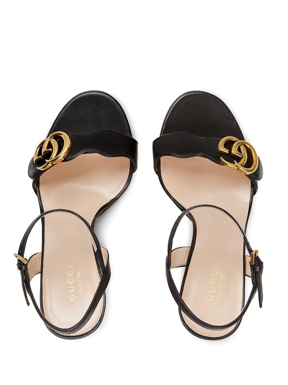 Gucci GG Logo-plaque Sandals in Black | Lyst