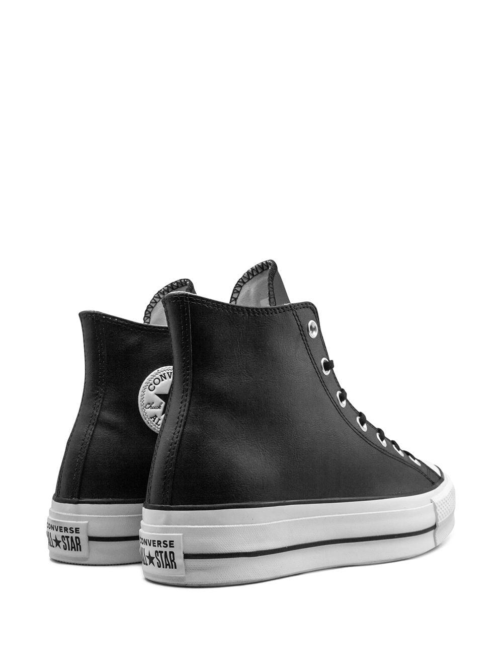 Converse Leather Ctas Lift Clean Hi Sneakers in Black - Lyst