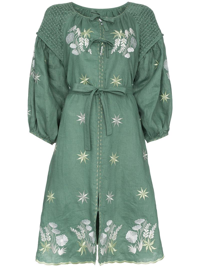 Innika Choo Hugh Jesmok Midi Smock Dress in Green - Lyst