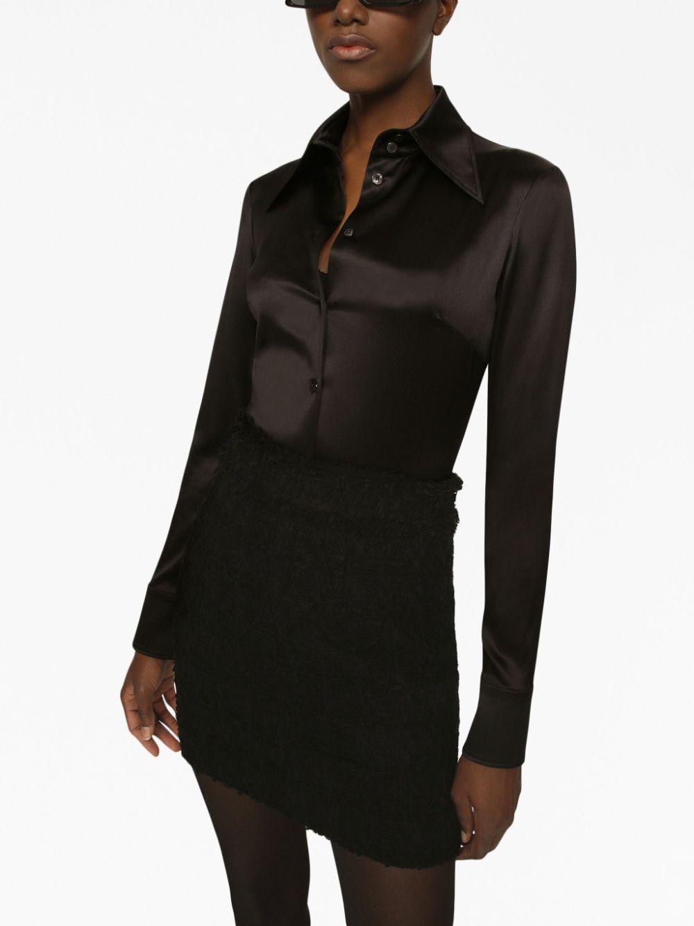 Dolce & Gabbana Long-sleeve Silk Shirt in Black | Lyst UK