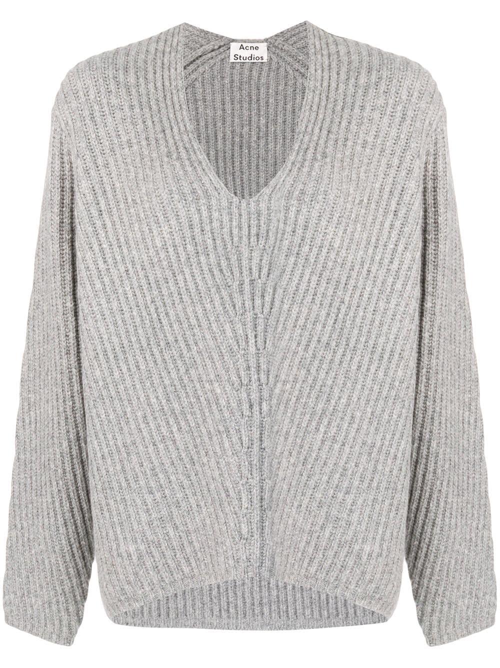 Acne Studios Wool Deborah V-neck Sweater in Grey (Gray) - Lyst