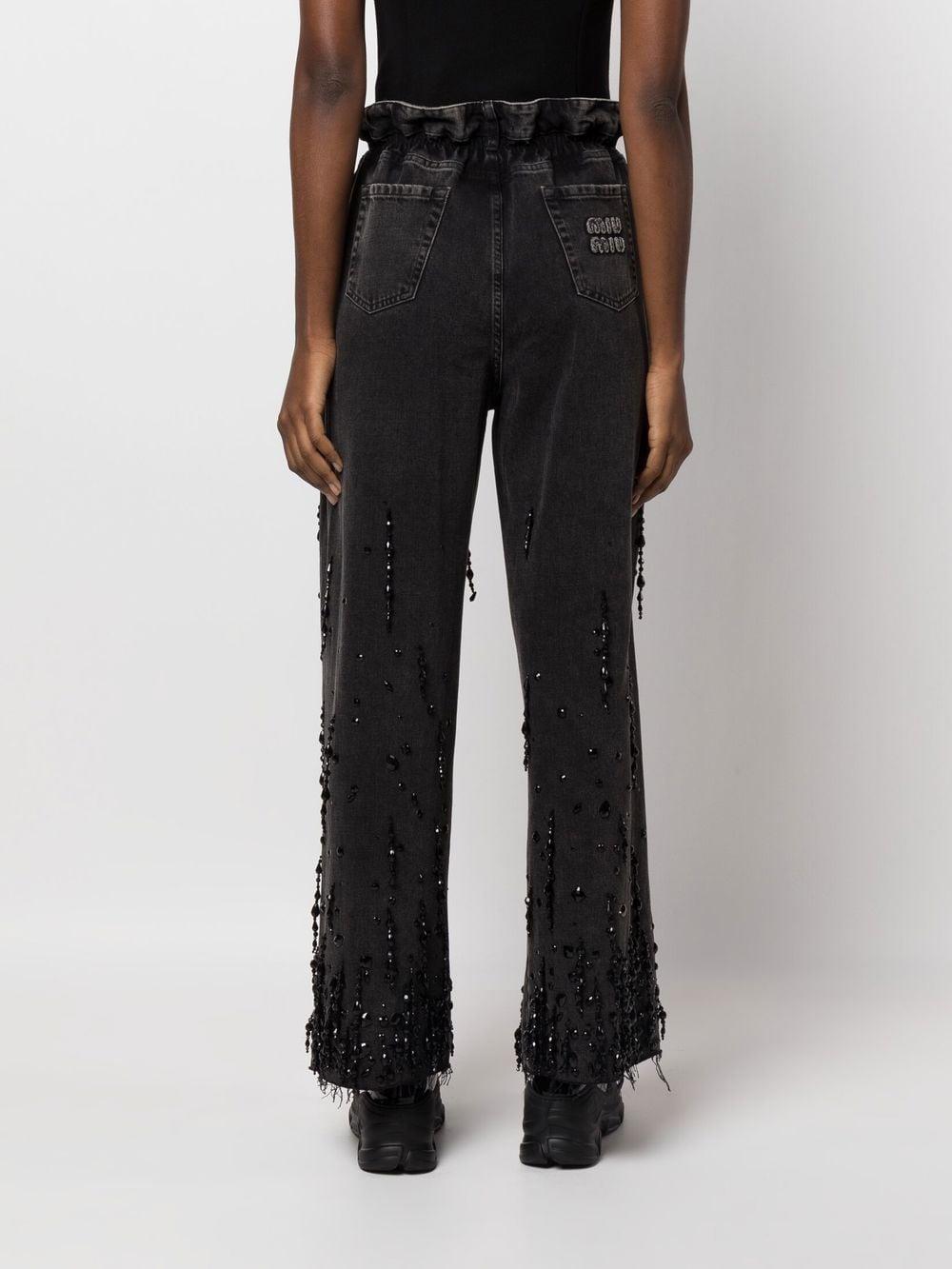 Miu Miu Crystal-embellished Denim Jeans in Black Lyst UK