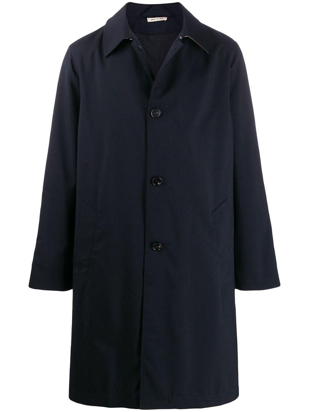 Marni Straight Fit Coat in Blue for Men | Lyst