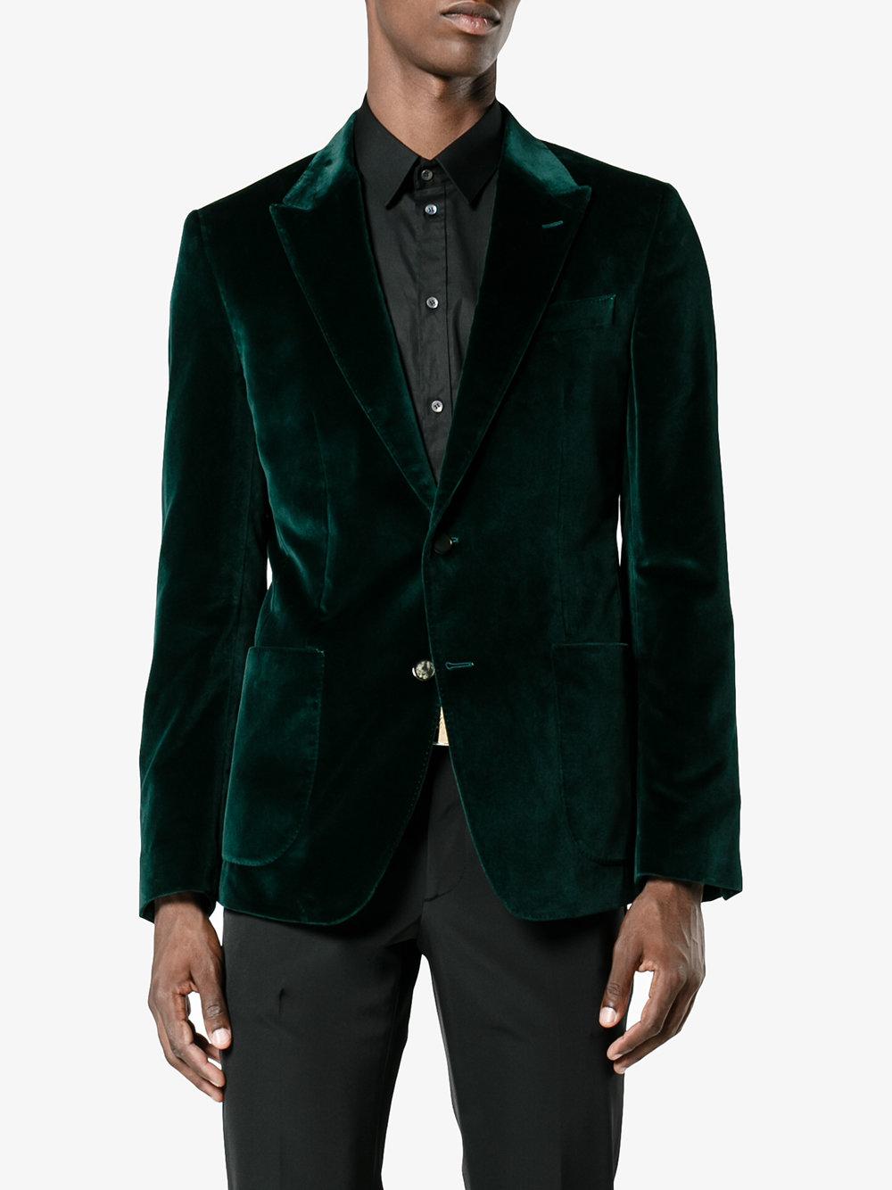 Dolce & Gabbana Emerald Green Velvet Blazer for Men | Lyst