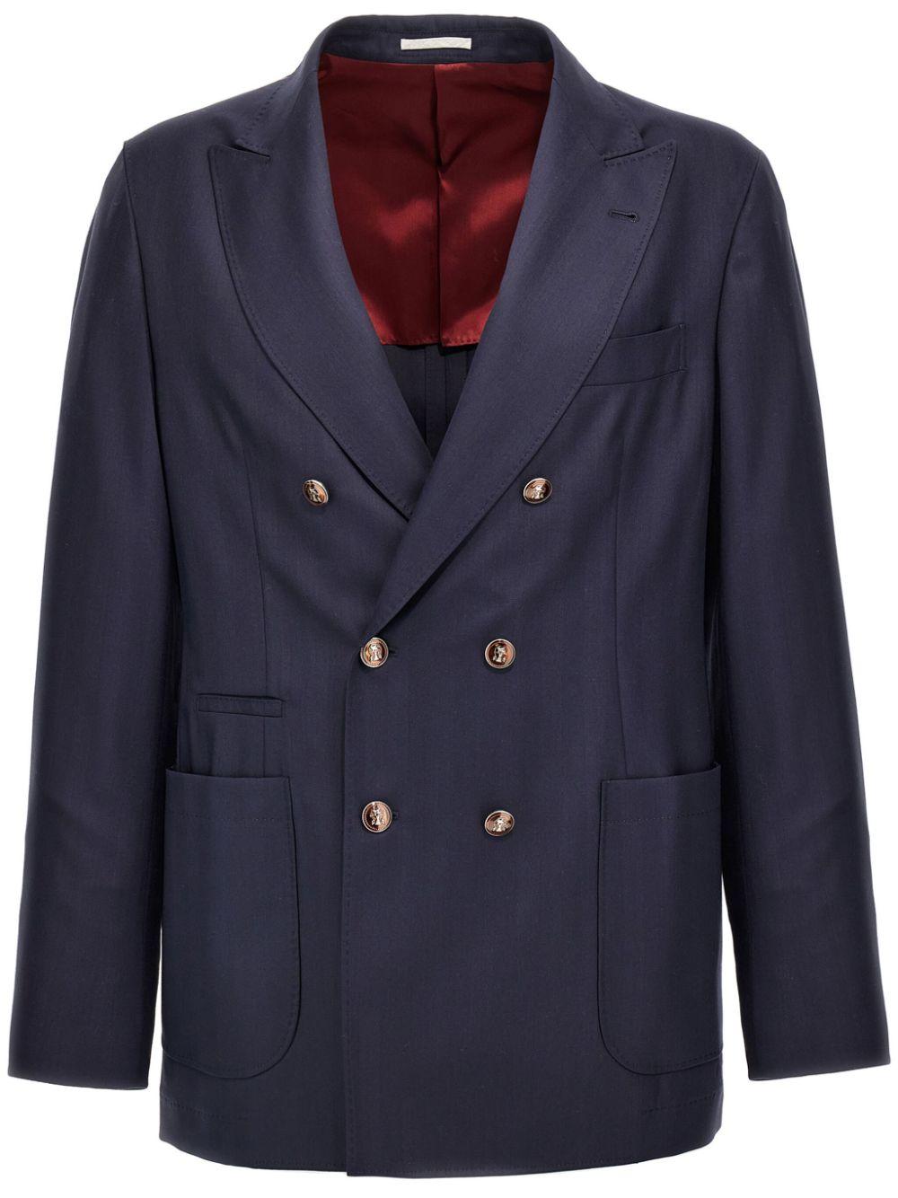 Brunello Cucinelli メンズ ブルー Twill Double-breasted