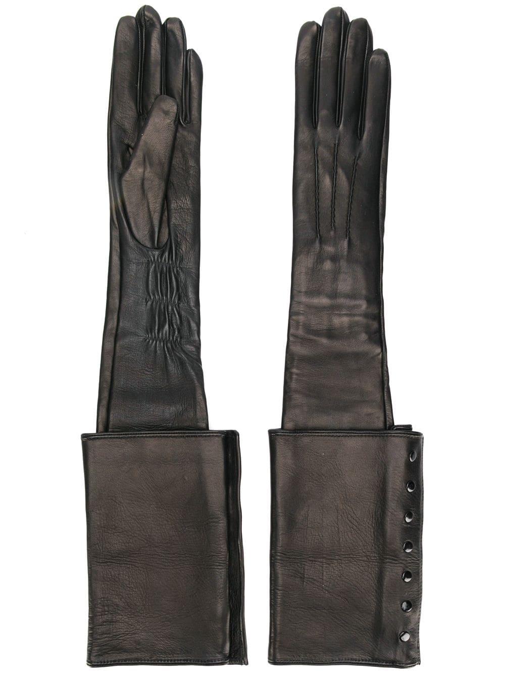 Manokhi Leather Elbow Length Gloves in Black Lyst