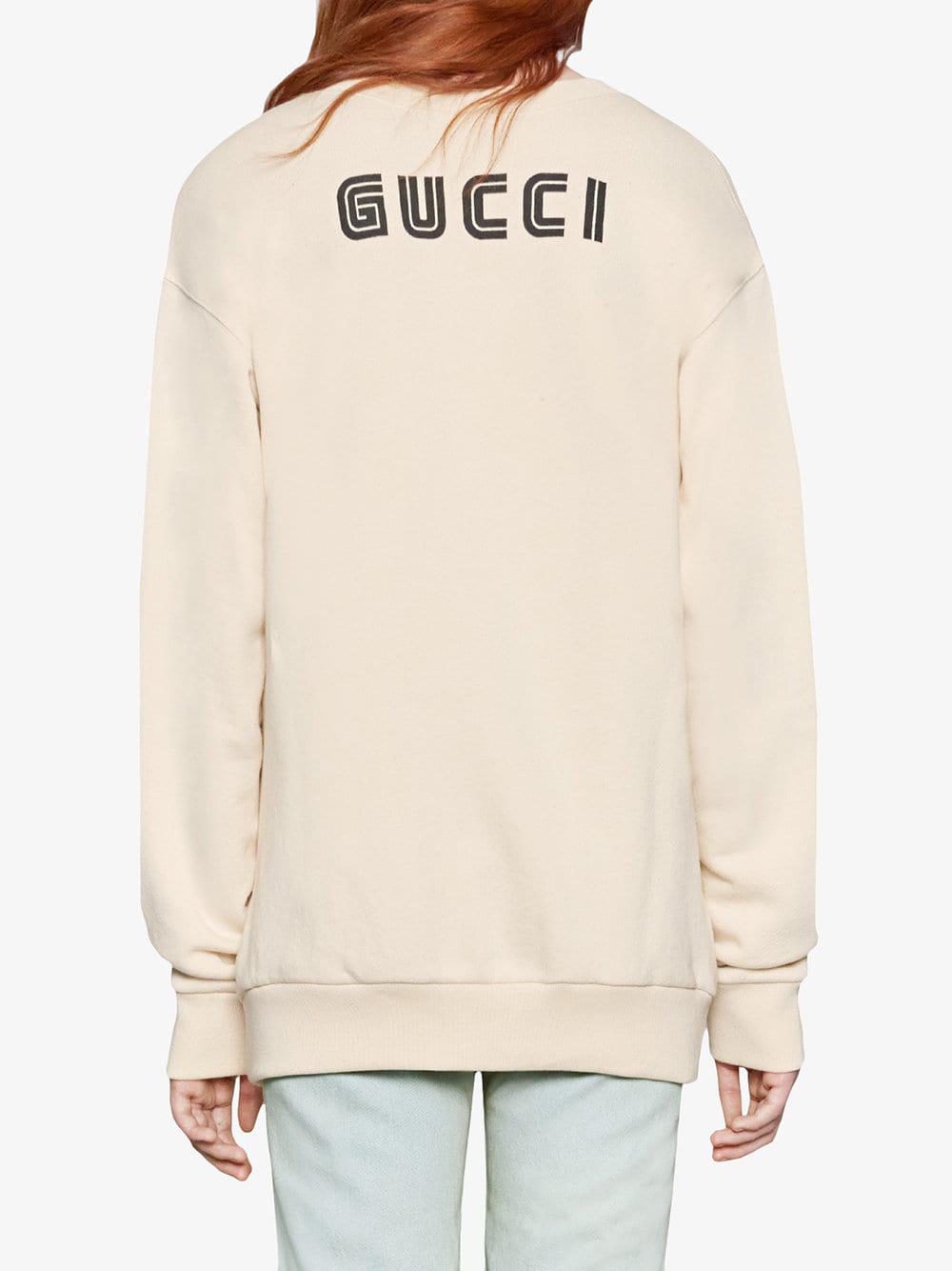 Gucci Cotton Oversize Sweatshirt With Sequin Snow White - Lyst
