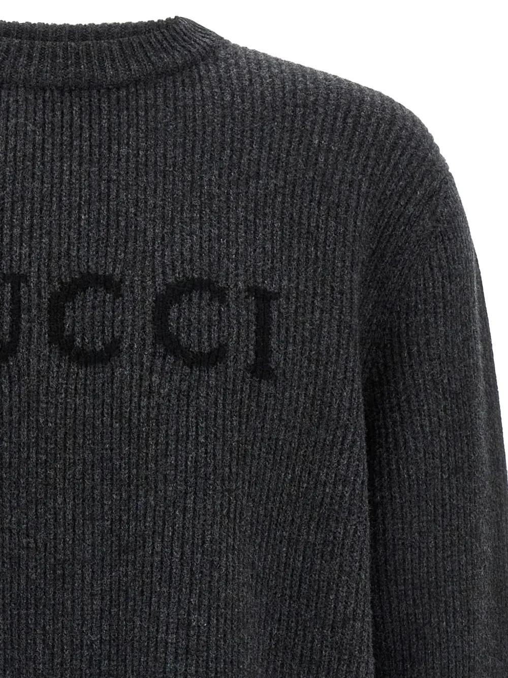 Gucci Ribbed Logo-Intarsia Sweater in Black for Men Lyst UK