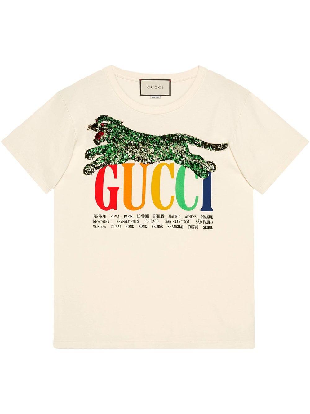 Camiseta Cities con tigre Gucci de color Blanco | Lyst