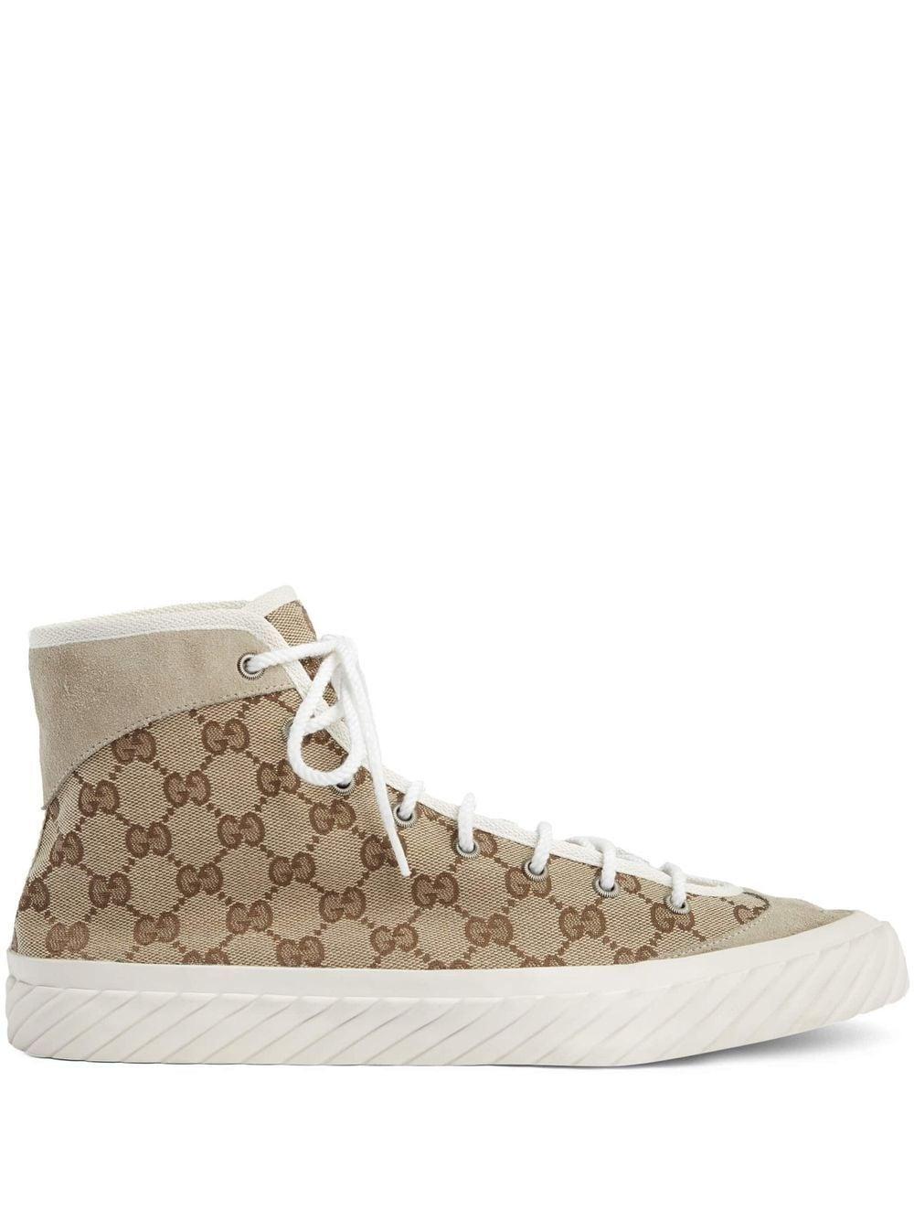 Gucci GG Monogram High-top Sneakers in Natural for Men | Lyst