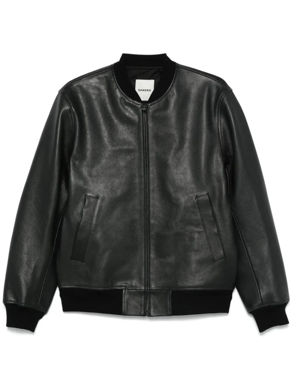 sandro ブラックコート　レザーファー Sandro Lambskin Jacket | Saks Fifth Avenue