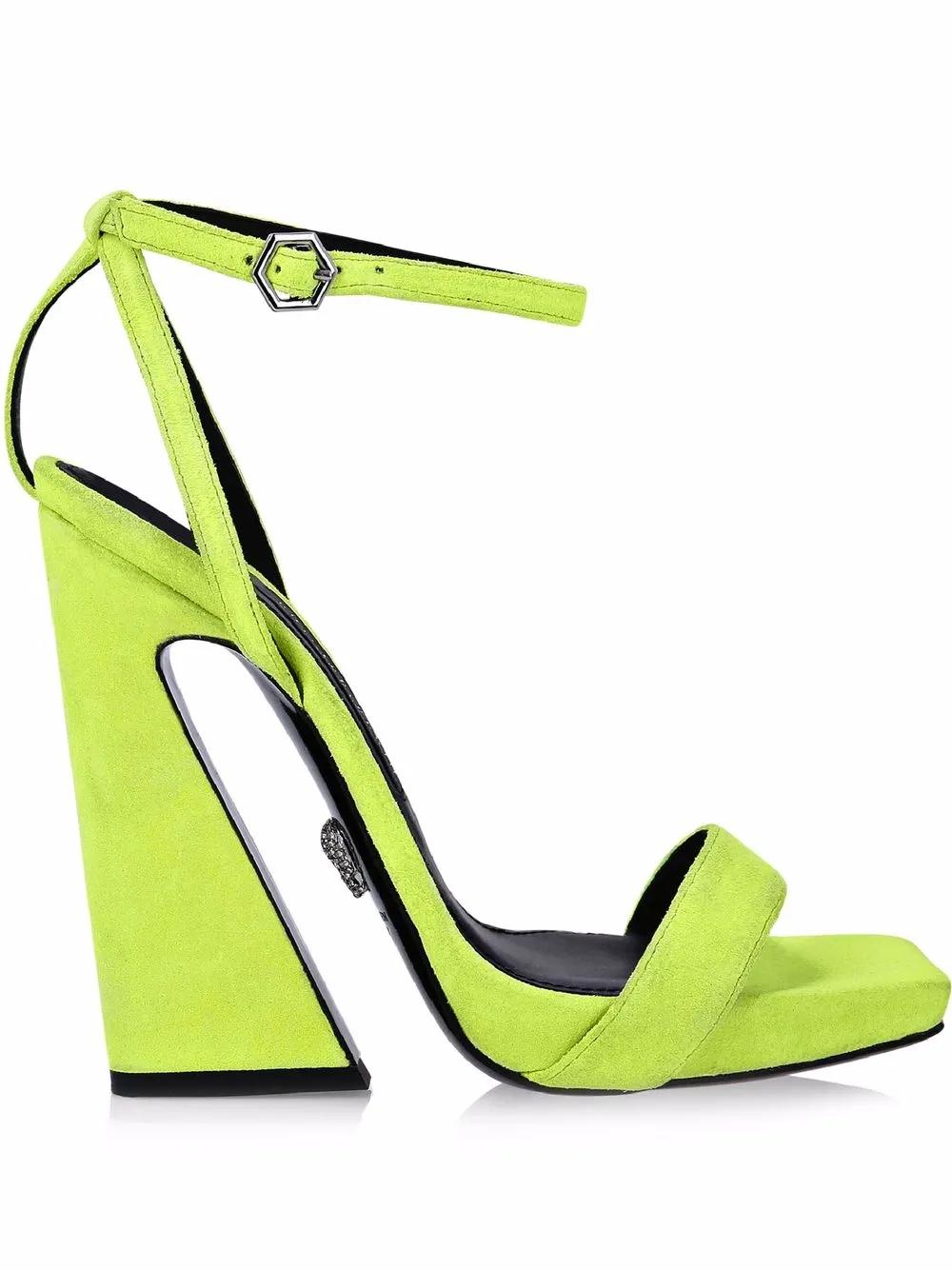 Sandales à Talons Sergio Rossi Vert Citron – Cage Style, Taille 38.5, Cuir Italie