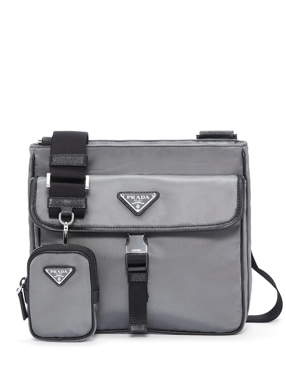 Prada Logo Plaque Messenger Bag in Grey for Men | Lyst Canada