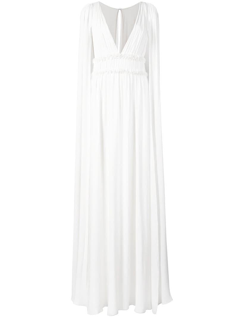 Marchesa notte Silk Georgette Cape Gown in White | Lyst