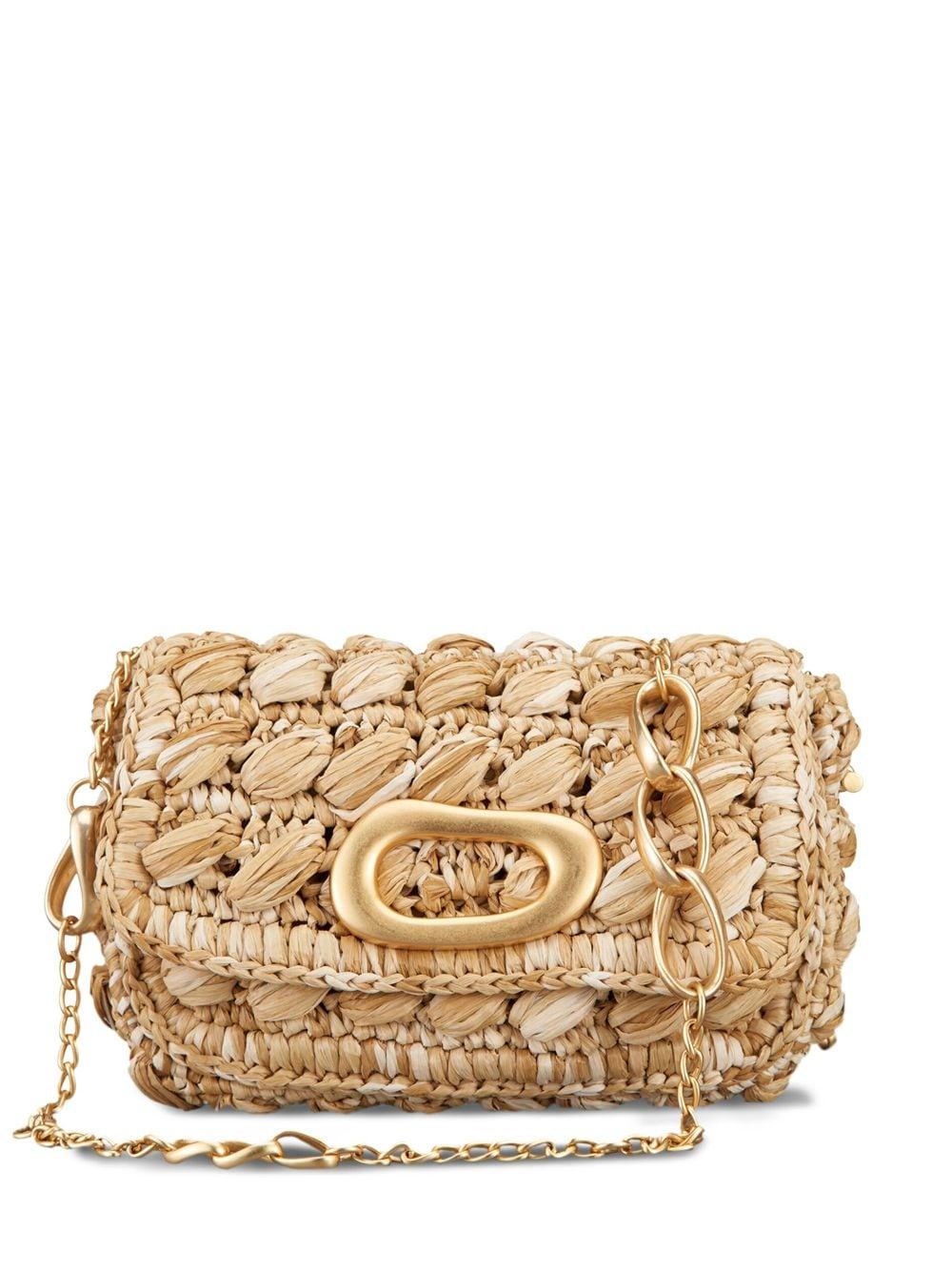 FRAME Le Straw Chain Crossbody Bag in Natural | Lyst
