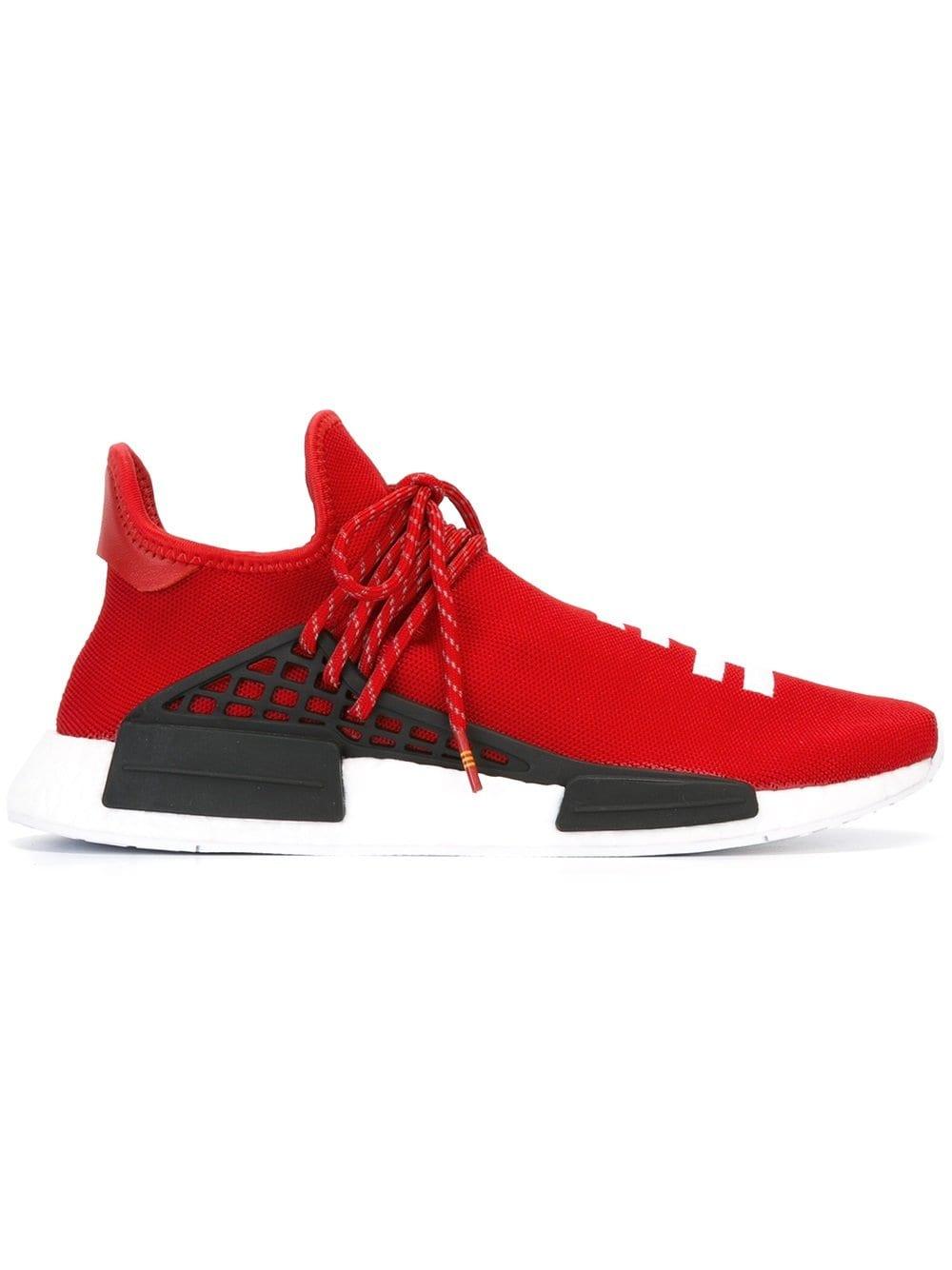 adidas Pharrell X Hu Nmd Red Human Race Sneakers for Men | Lyst