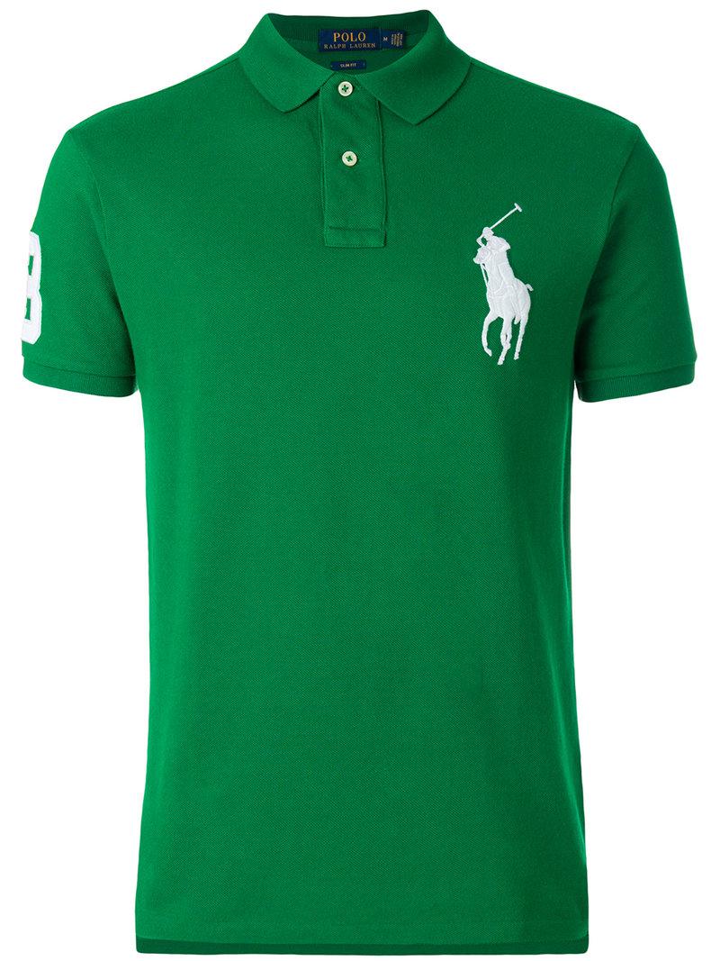 Lyst - Polo Ralph Lauren Contrast Logo Polo Shirt in Green for Men ...