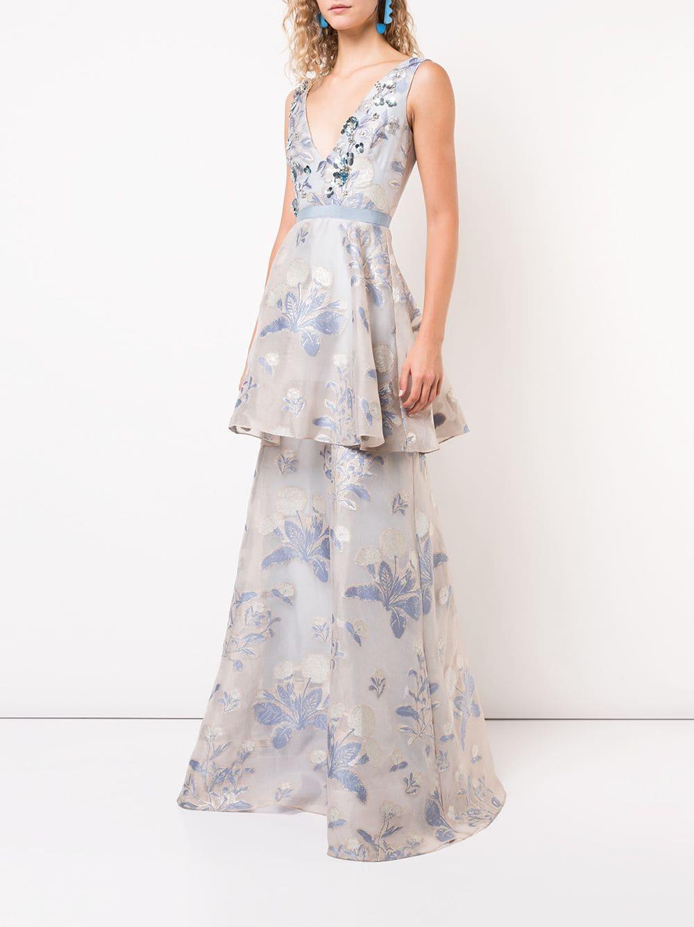 Marchesa notte Sleeveless Floral Dress in Light Blue (Blue) - Save 44% ...