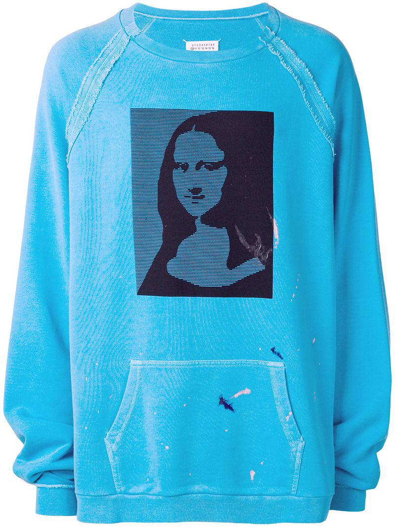 maison margiela mona lisa print sweatshirt