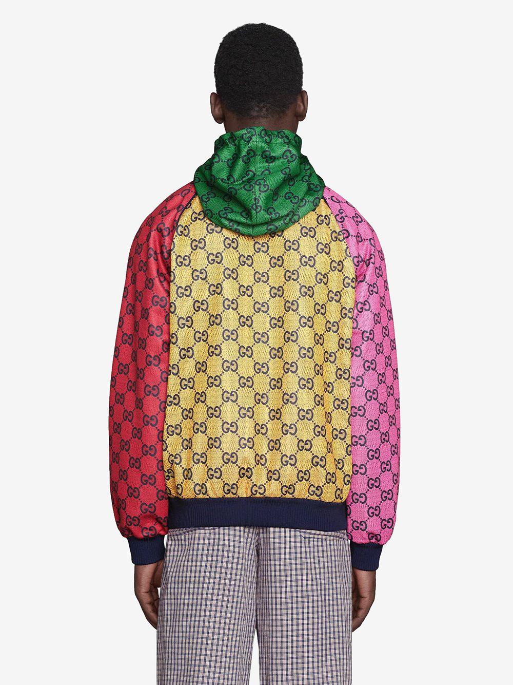 Gucci GG Multicolour Jersey Hoodie in Blue for Men | Lyst
