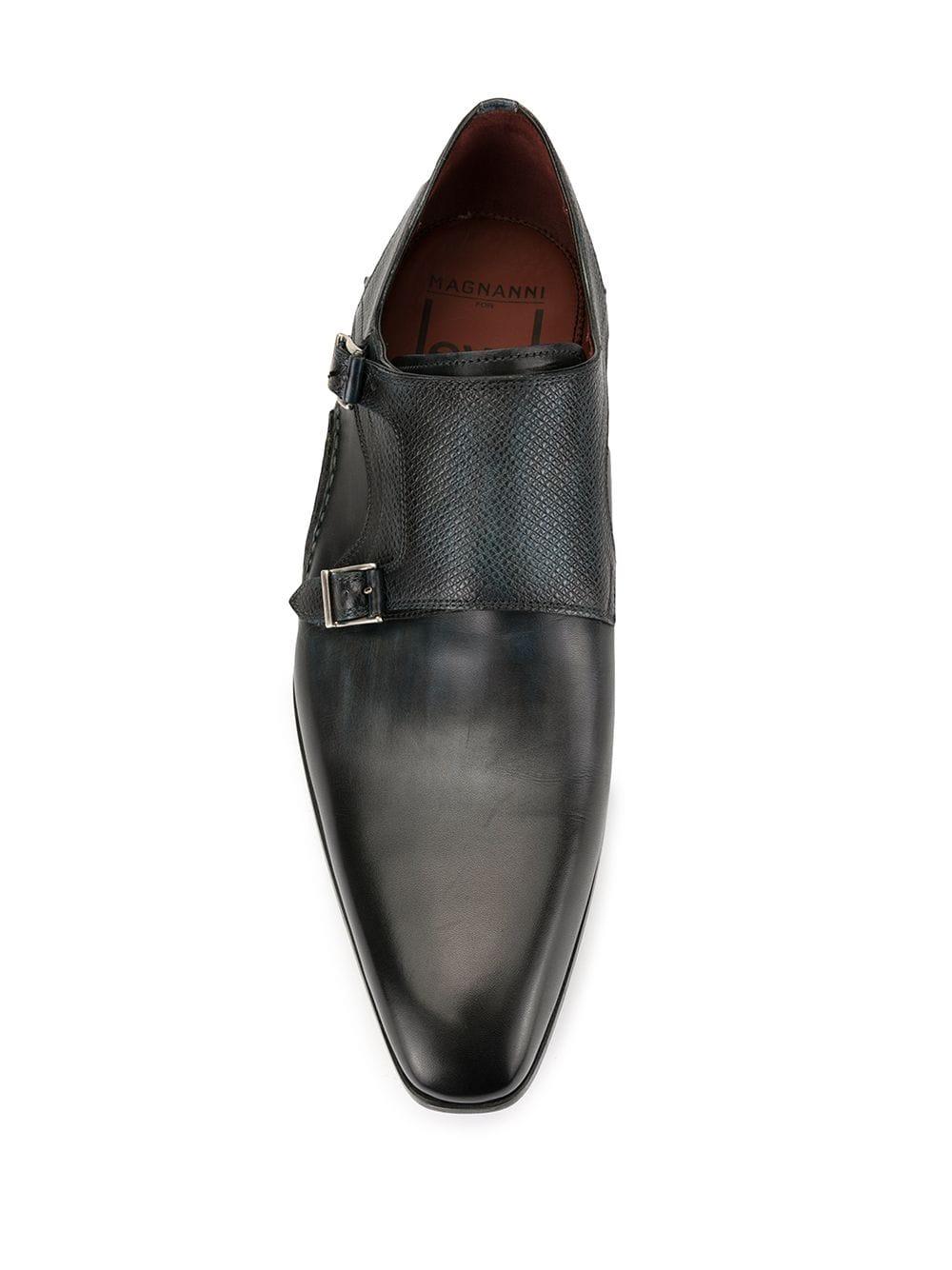 Magnanni Leather Monk Strap Shoes in Black for Men Lyst