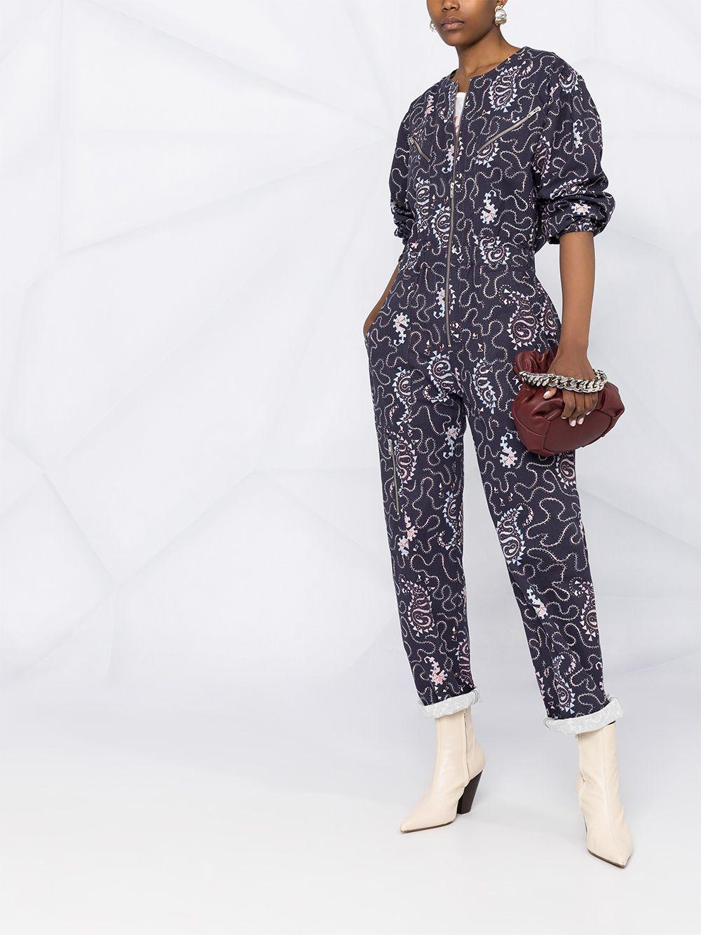 Blue paisley jumpsuit Clearance