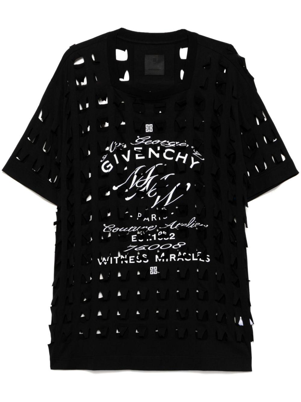 Givenchy メンズ ブラック カットアウト Tシャツ Tシャツ