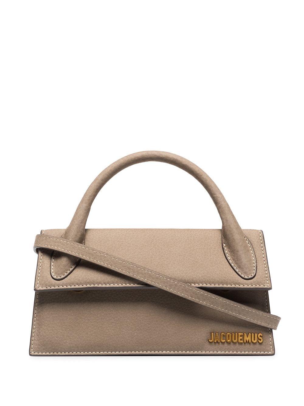 Jacquemus Le Chiquito Long Suede Top Handle Bag in Gray