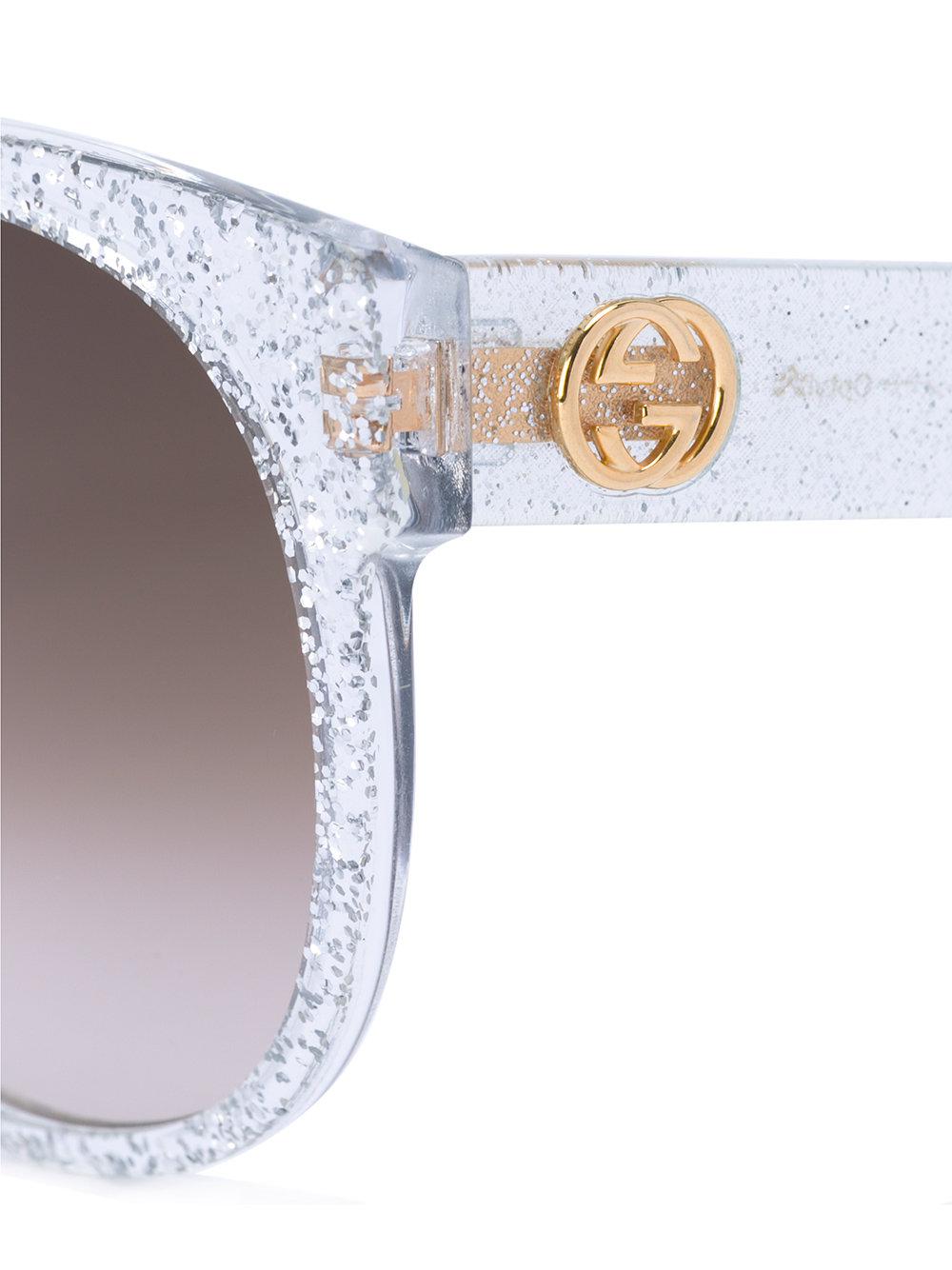 Gucci Round Frame Glitter Sunglasses | Lyst