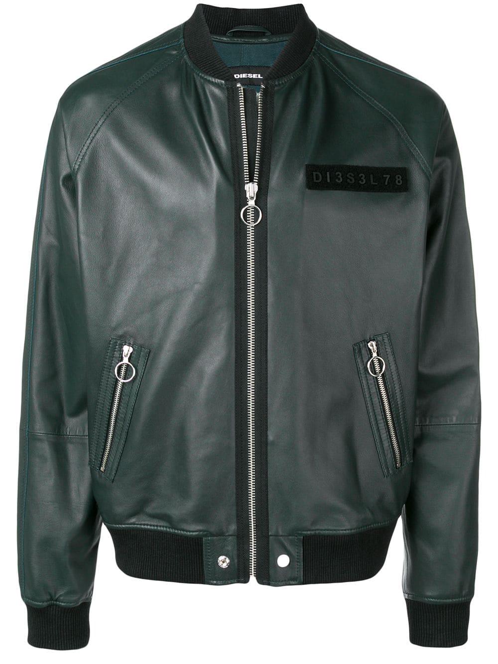 DIESEL Lpinsa Leather Jacket in Green for Men Lyst