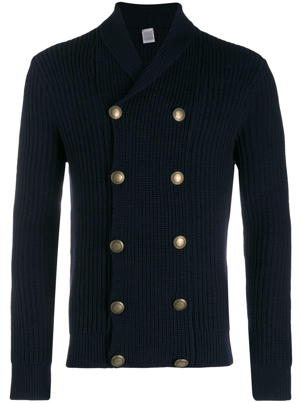 Eleventy Wool Double Breasted Cardigan in Blue for Men Lyst
