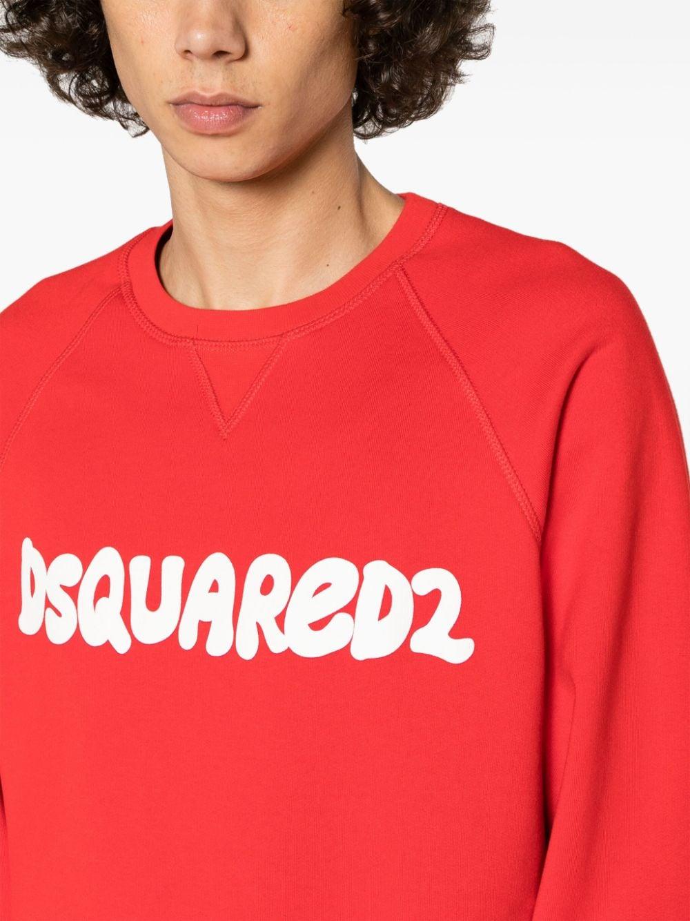 DSquared² Logo-print Cotton Sweatshirt in Red for Men