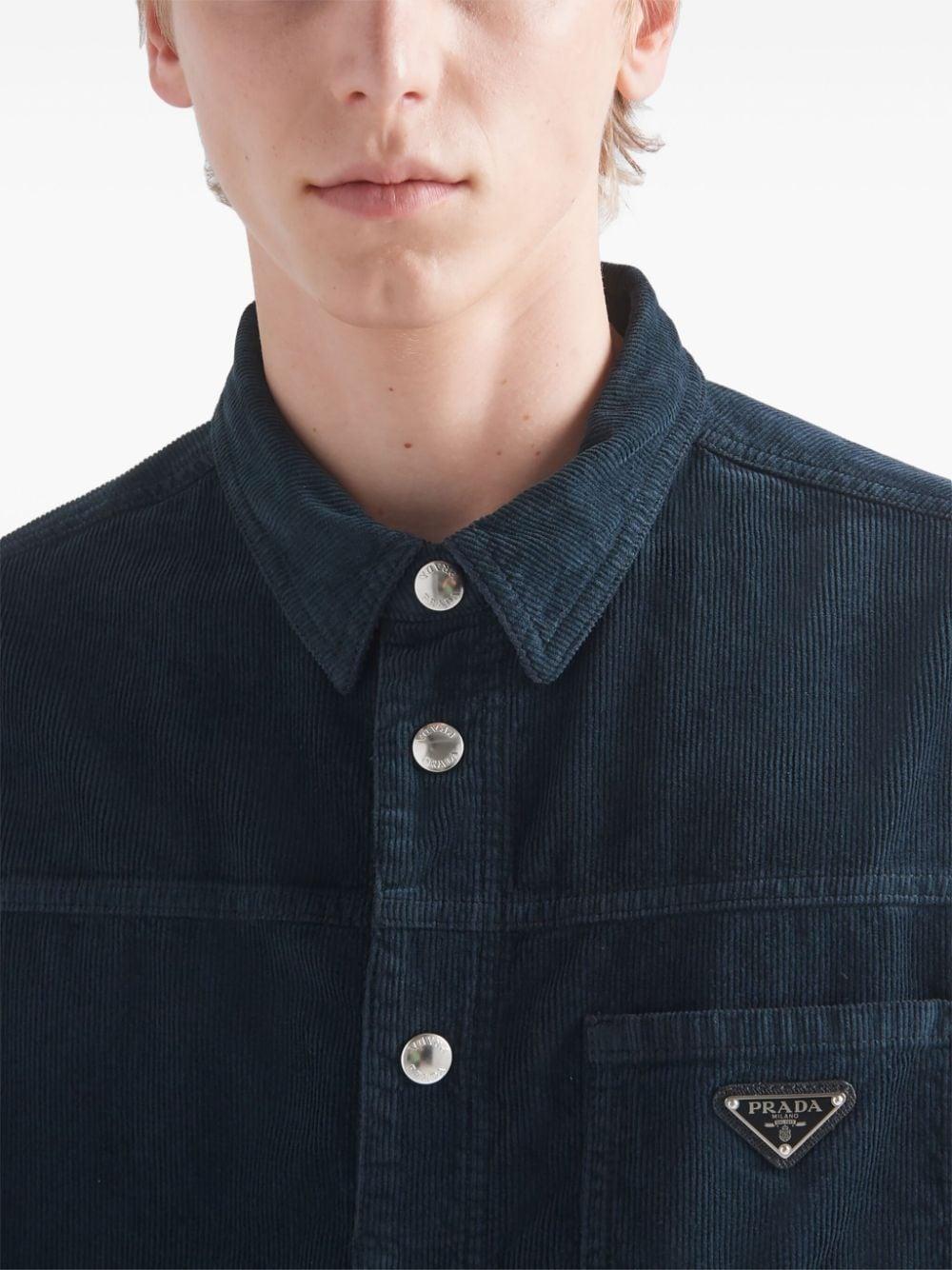 Prada Logo-Appliqué Corduroy Shirt in Blue for Men | Lyst Australia