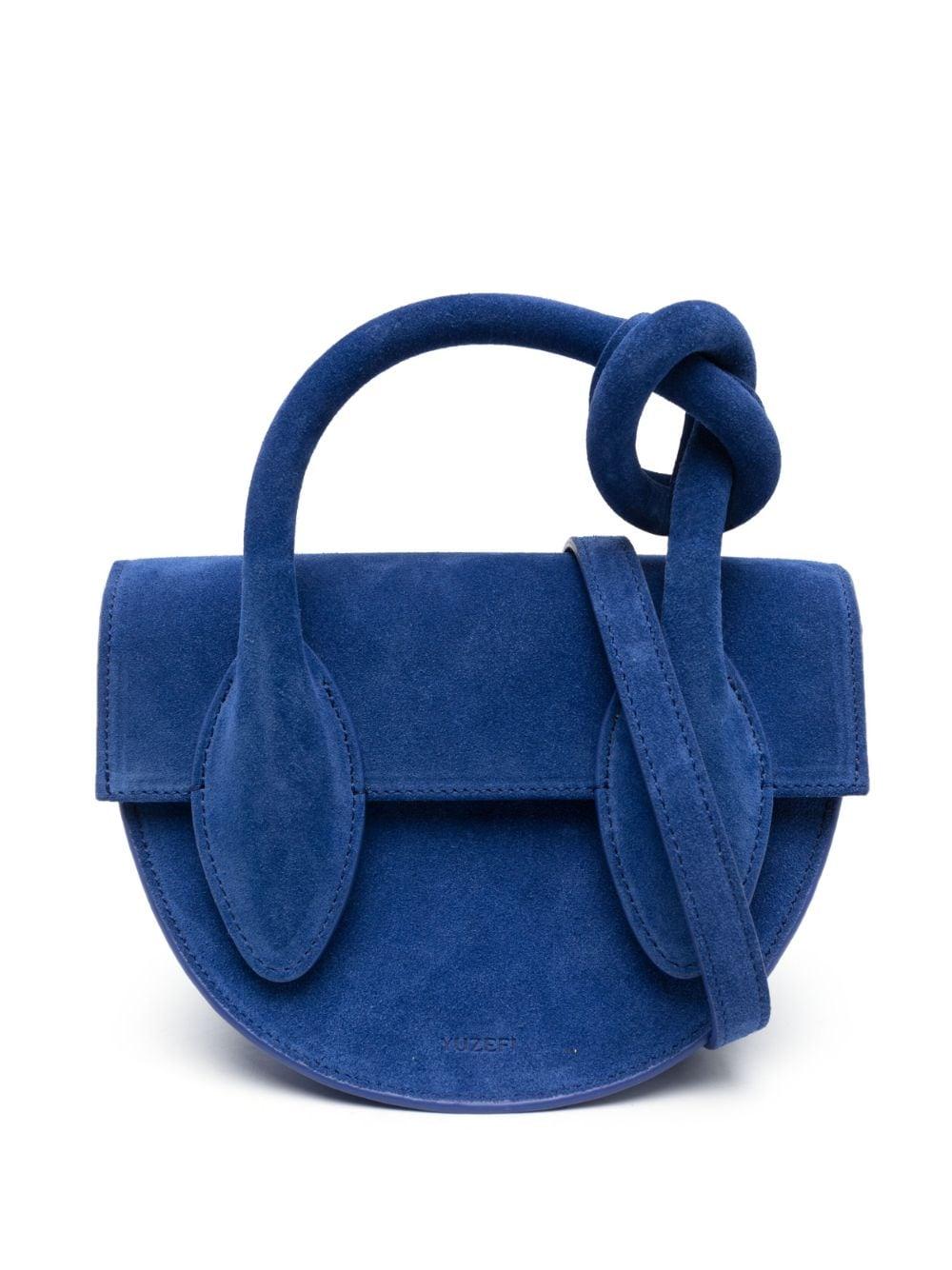 Yuzefi Mini Pretzel Suede Crossbody Bag in Blue Lyst