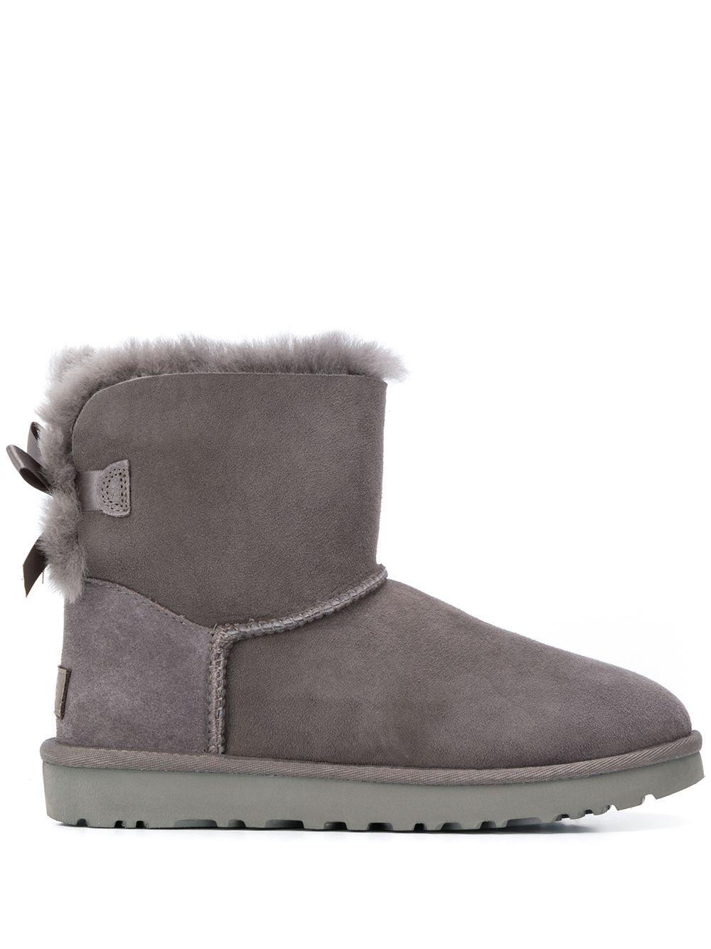 UGG Leather Bow Tie Boots in Grey (Gray) - Lyst