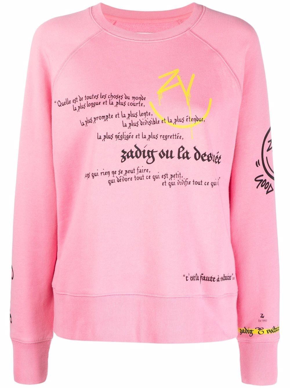 Zadig & Voltaire Slogan Print Sweatshirt in Pink | Lyst Australia