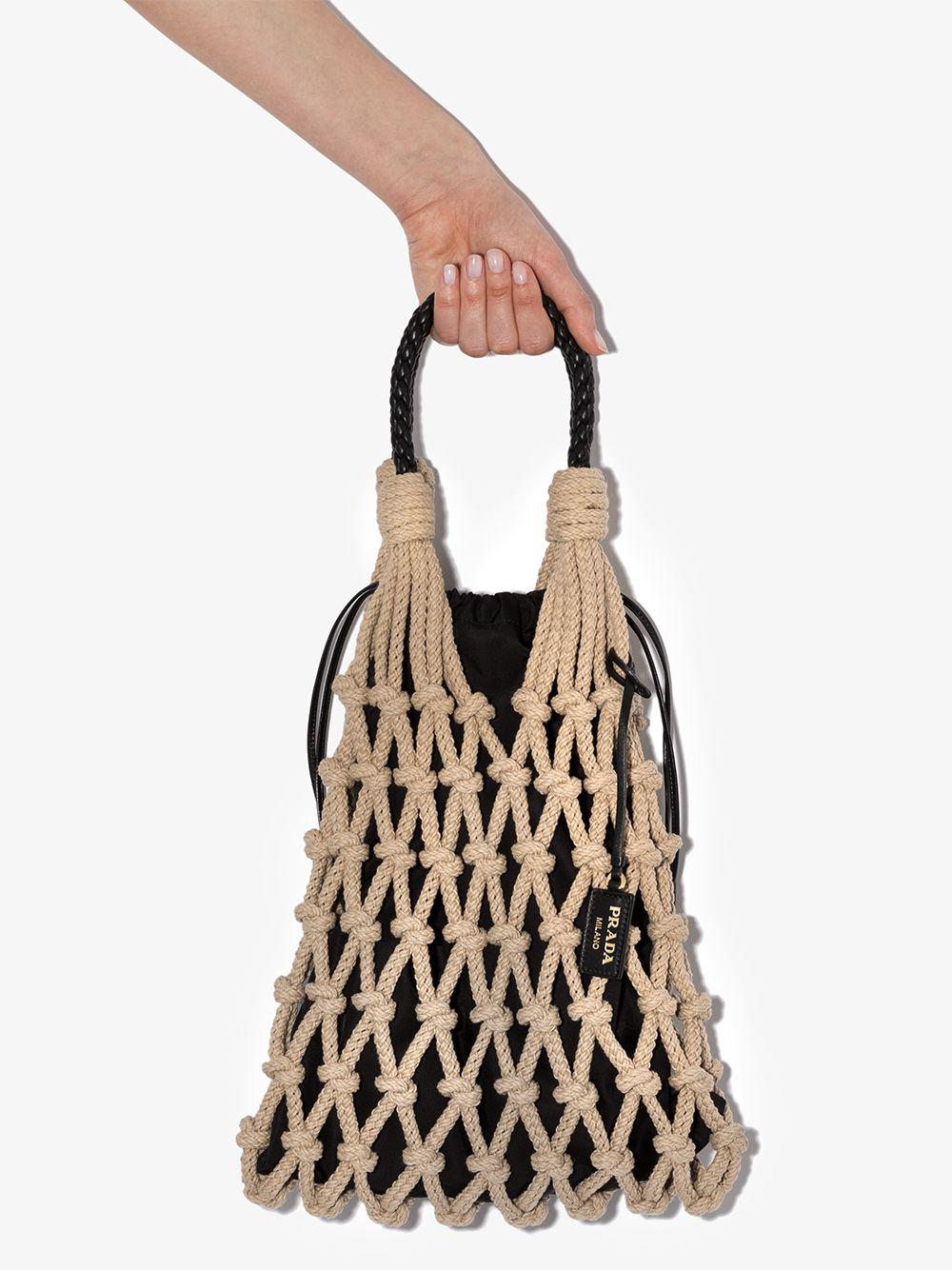 prada knotted cord tote bag