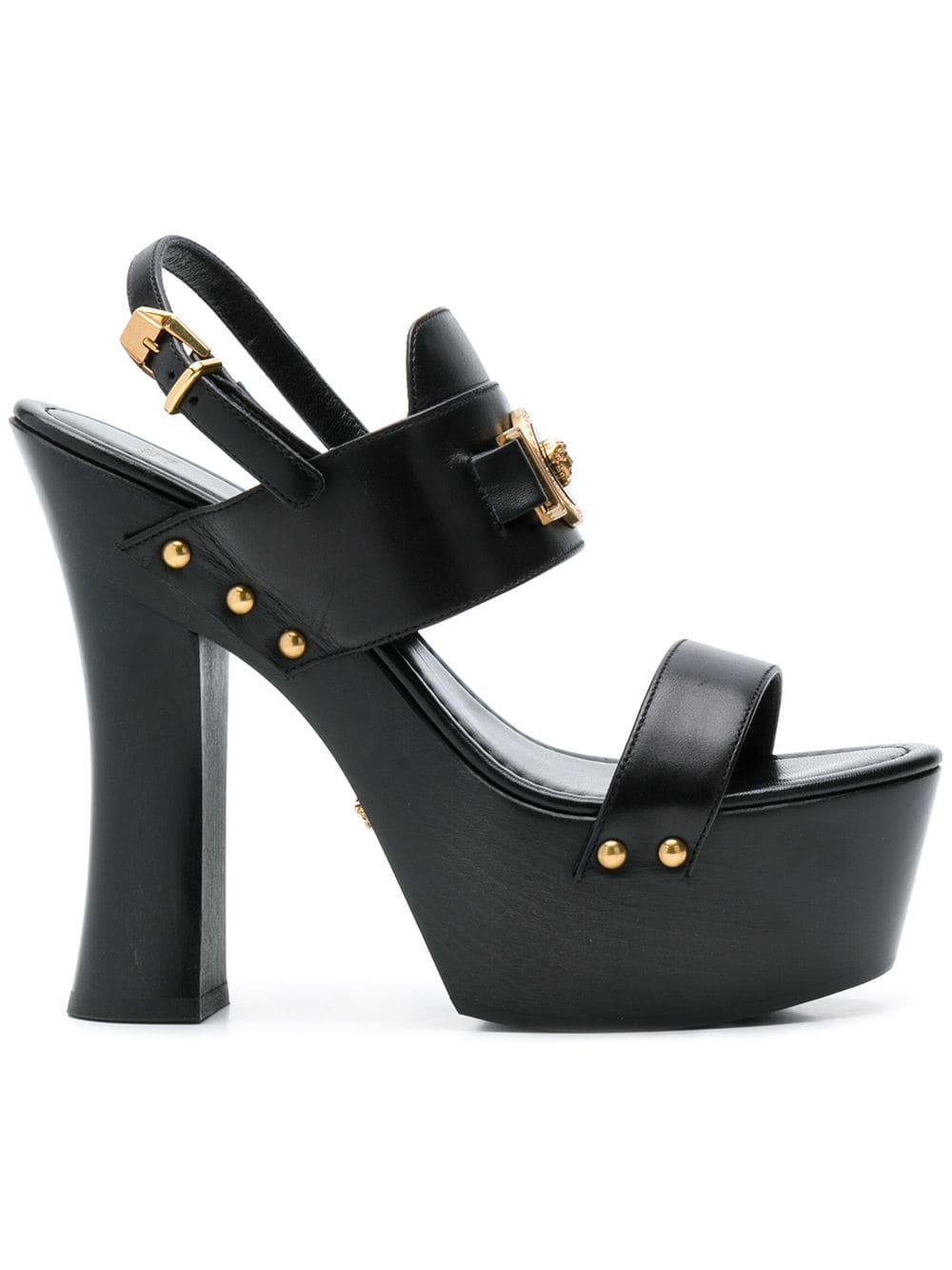 Versace Leather Medusa Tripleplatform Sandals in Black Lyst UK