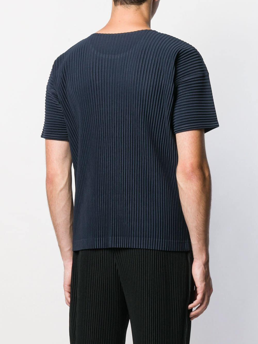Homme Plissé Issey Miyake Pleated T-shirt in Blue for Men - Lyst