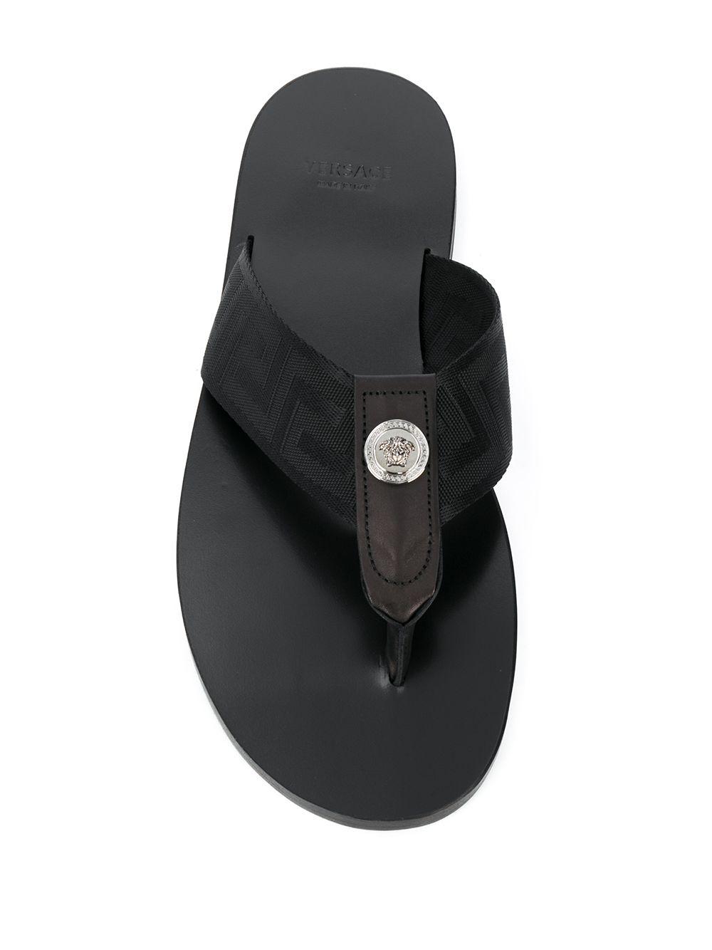 Versace Nastro Leather Thong Sandals in Black for Men | Lyst