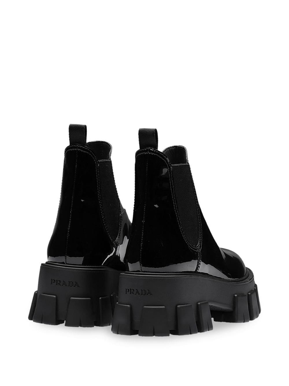 Prada Moonlight Patent Leather Booties in Black | Lyst Canada