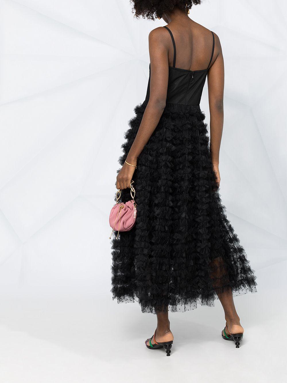 RED Valentino Gathered Tulle Detail Midi Dress in Black - Lyst