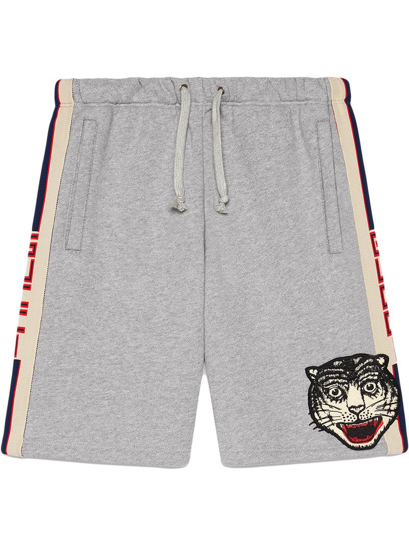 Lyst - Gucci Stripe Cotton Shorts in Gray for Men