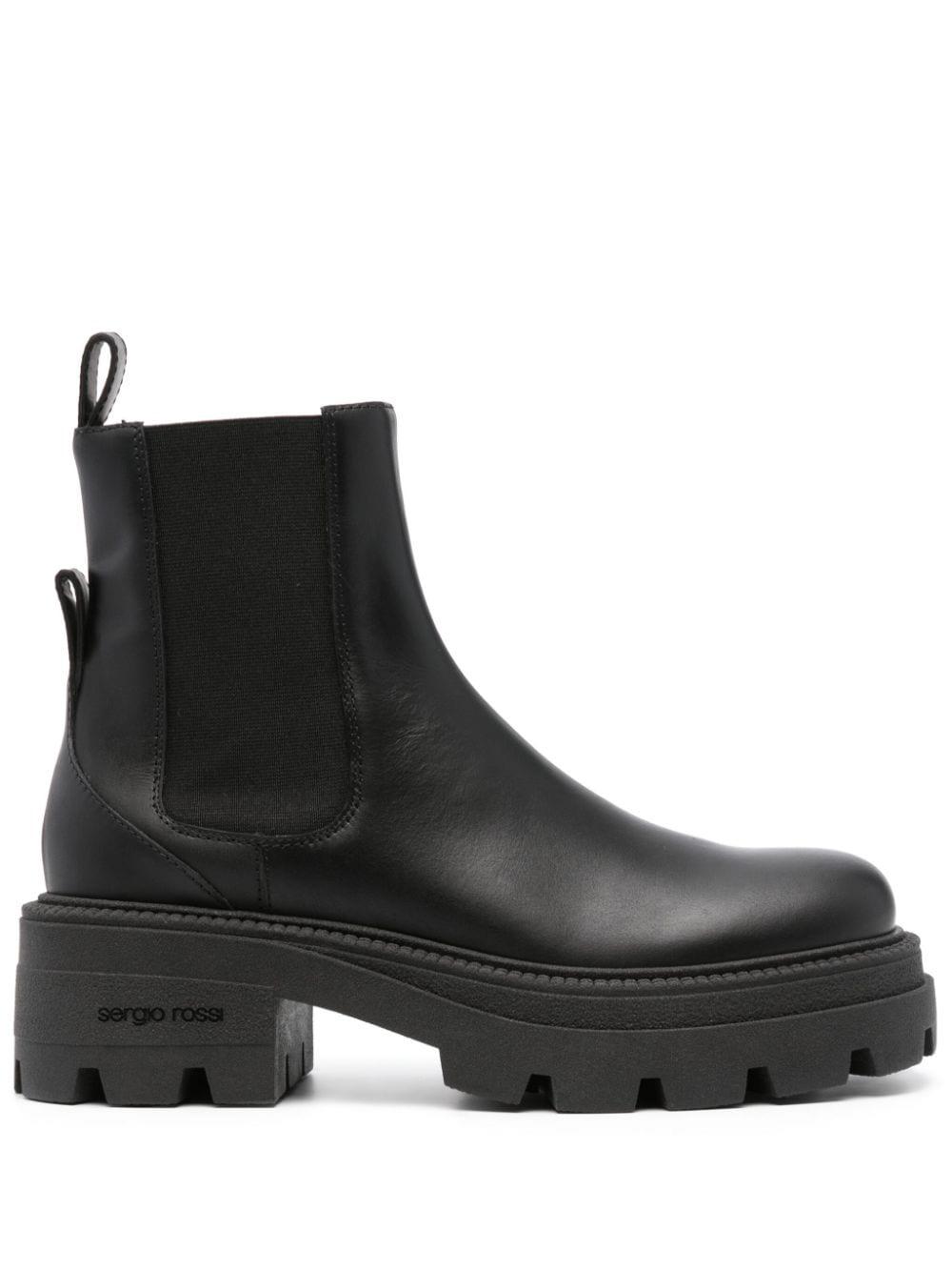 Sergio Rossi Milla Square toe Leather Boots in Black Lyst Canada