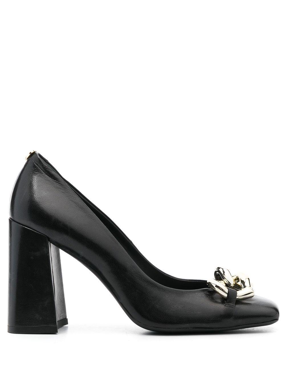 Love Moschino 100mm Heart Chain-link Pumps in Black | Lyst