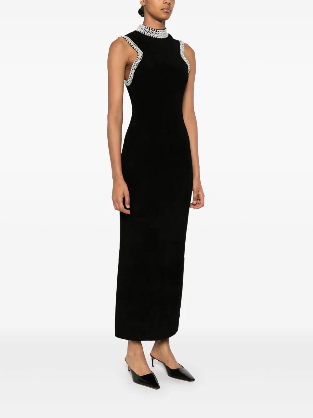 Sandro Bead-Embellished Maxi Dress in Black | Lyst